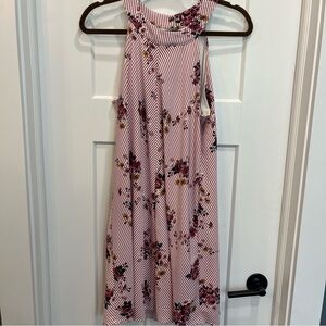 Three pink hearts dress Style 26R4551Gpi Size Large Pink With Flowers High Neck